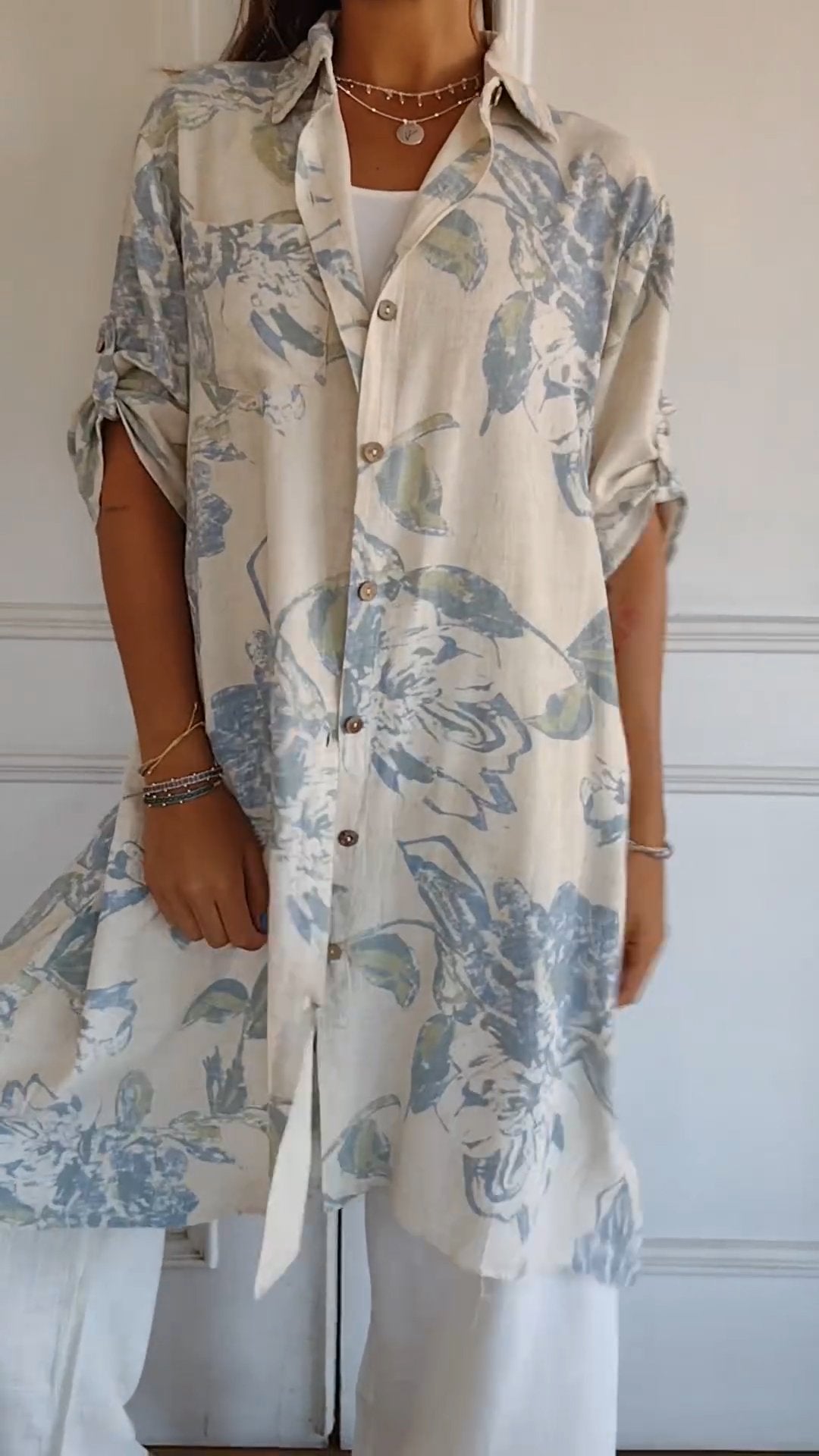 ✨Neue Produkte✨Einfaches bedrucktes Kleid aus Baumwolle und Leinen