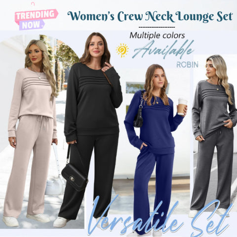 🔥LETZTER TAG 50 % RABATT💓Set aus Damen-Oberteil mit Rundhalsausschnitt und Hose mit Kordelzug💯