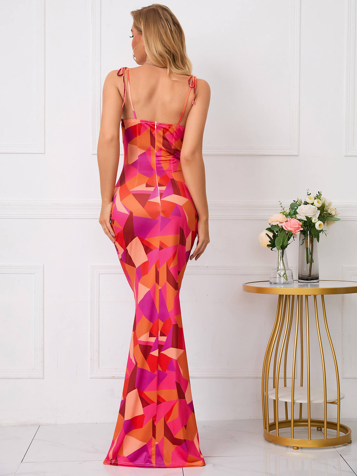 🌸 Fischschwanz Saum Blumendruck Kleider 👗
