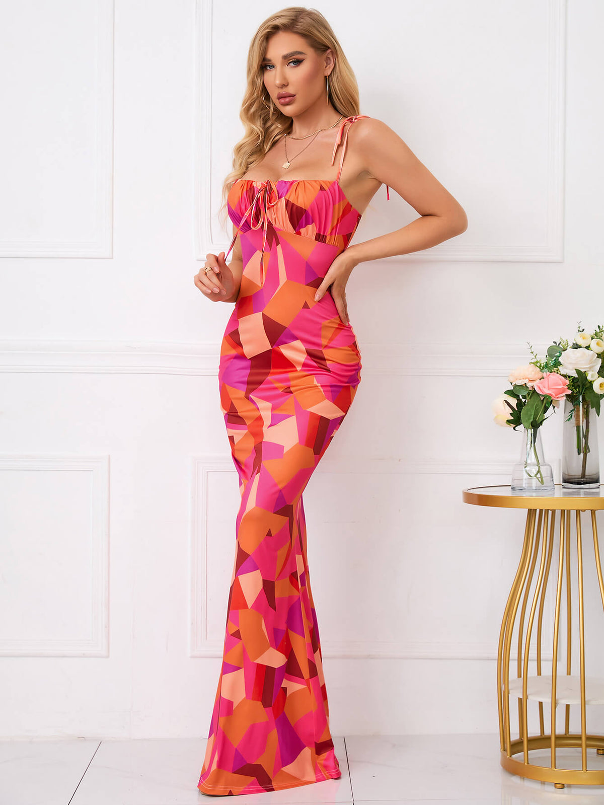 🌸 Fischschwanz Saum Blumendruck Kleider 👗