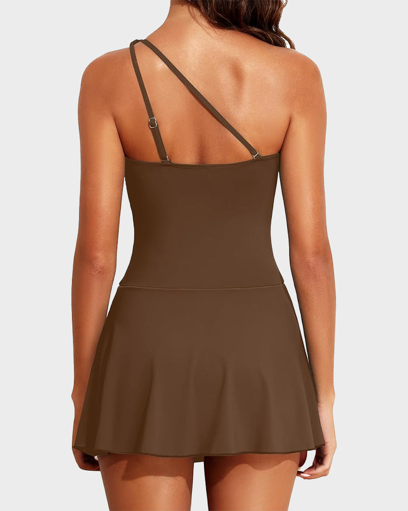 ⛱️⛱️ Letzter Verkaufstag 50% RABATT 🔥 Einteiliger Badeanzug mit Rock und One-Shoulder-Design