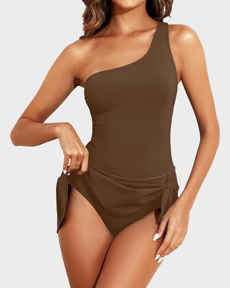 ⛱️⛱️ Letzter Verkaufstag 50% RABATT 🔥 Einteiliger Badeanzug mit Rock und One-Shoulder-Design
