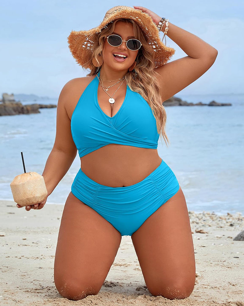 🏝️Bauchkontrolle Badeanzüge Bescheidene Bikini-Sets mit hoher Taille👙