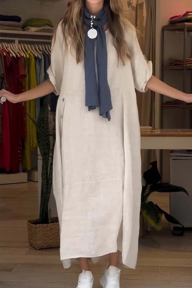 49% Rabatt!🔥Damen Kleid aus Leinen und Baumwolle