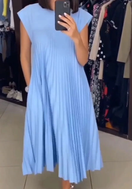 💞Ärmelloses, schlichtes, plissiertes, elegantes Kleid💞