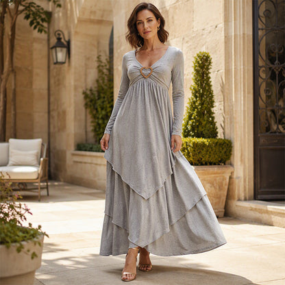 🏆👗 Tiered Midi Dress with Heart Accent – Figurschmeichelndes A-Linien-Design, luftiger Stoff & süßes Herzdetail – Perfekt für Reise & Feiern versandfrei
