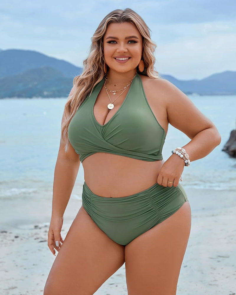 🏝️Bauchkontrolle Badeanzüge Bescheidene Bikini-Sets mit hoher Taille👙