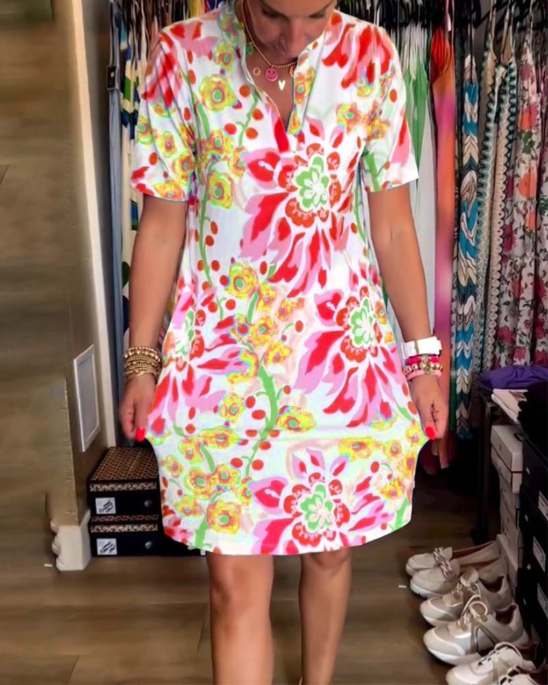 🔥Last Day Promotion 49% Rabatt 💃 Kurzärmeliges Kleid mit Blumendruck