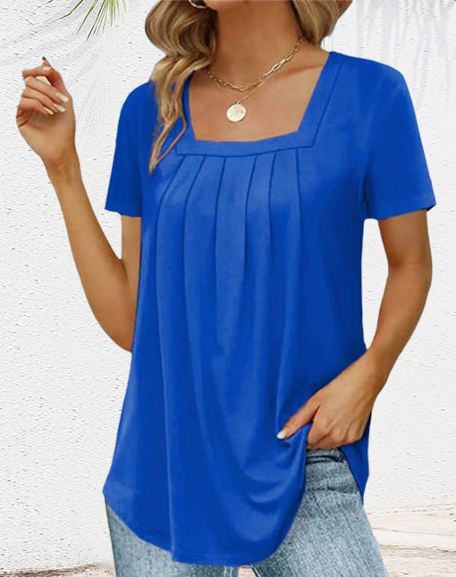 Elegantes, einfarbiges Damen-T-Shirt mit quadratischem Ausschnitt
