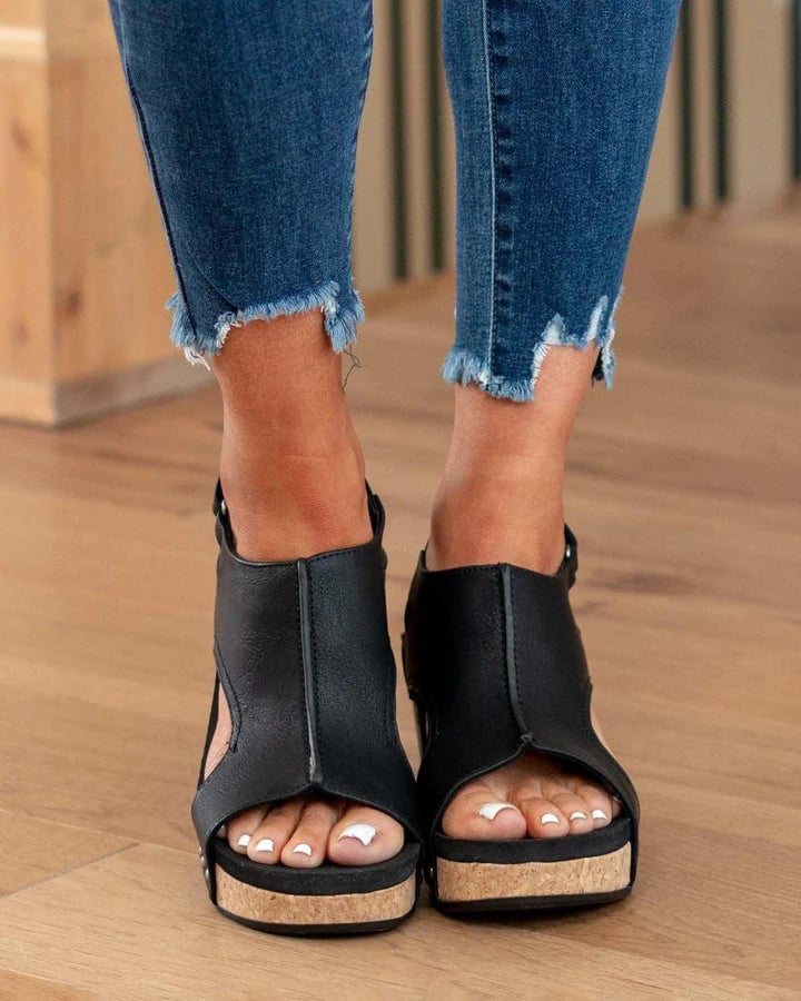 Orthopädische Damen-Leder-Plateau-Keilsandalen