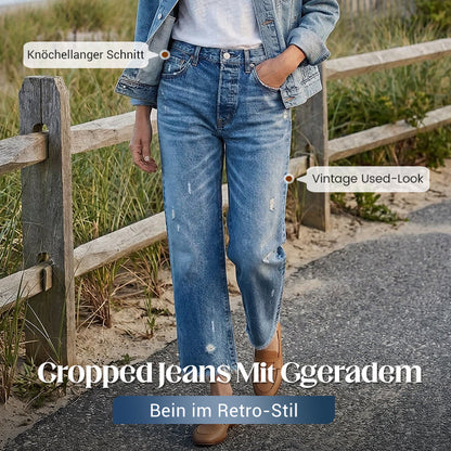 📢📢50%Rabatt!!!✨🔥Damen-Retro-Cropped-Straight-Leg-Jeans👖