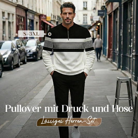 👕 50% RABATT! ⌛ Herren-Set: Pullover mit Grafischem Druck & Hose – Lässiger Street-Style, Bequemer Schnitt & Vielseitig 👖