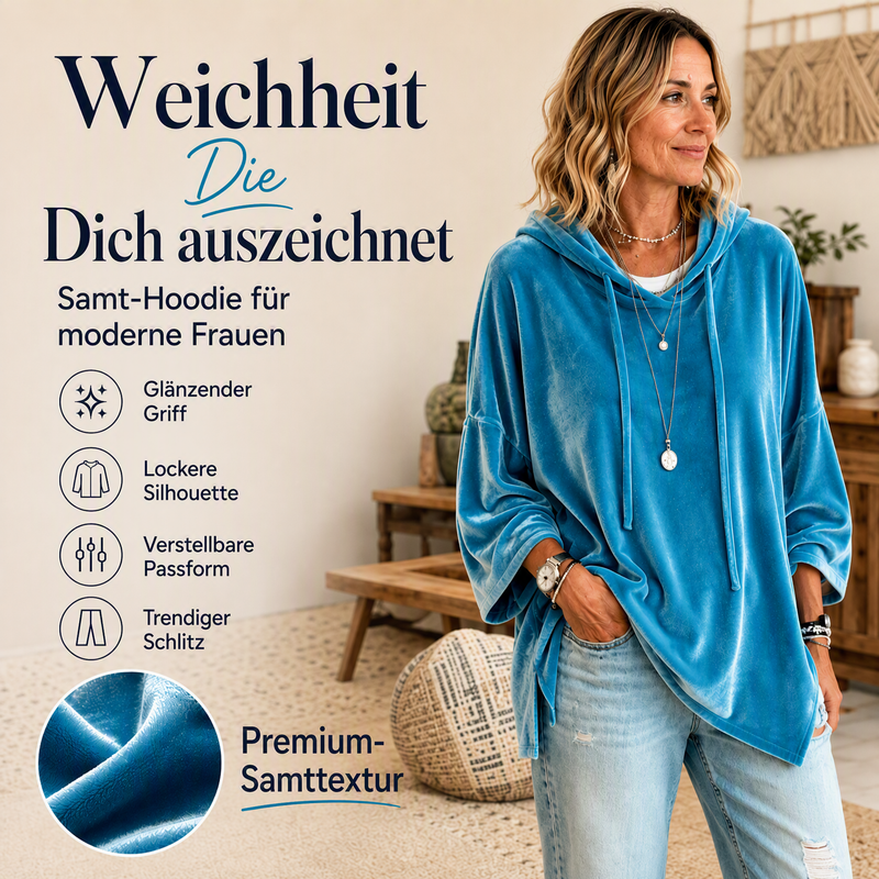 📢🎉50%Rabatt!!!🛍️✨Damen-Sweatshirt aus Samt mit lockerer Passform und Kordelzug