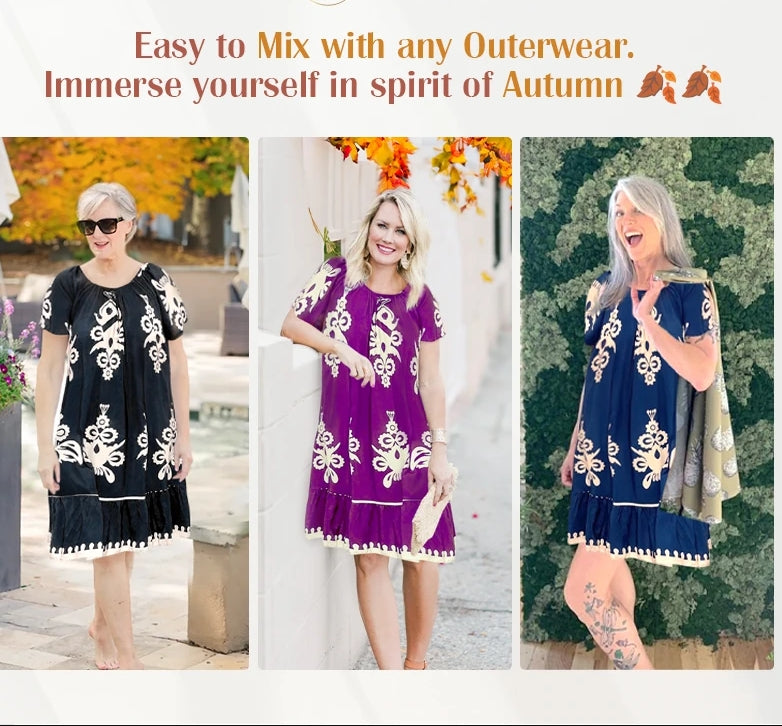 Rundhalskleid mit Vintage-Print
