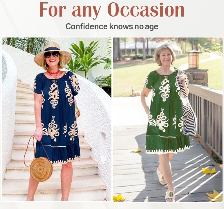 Rundhalskleid mit Vintage-Print