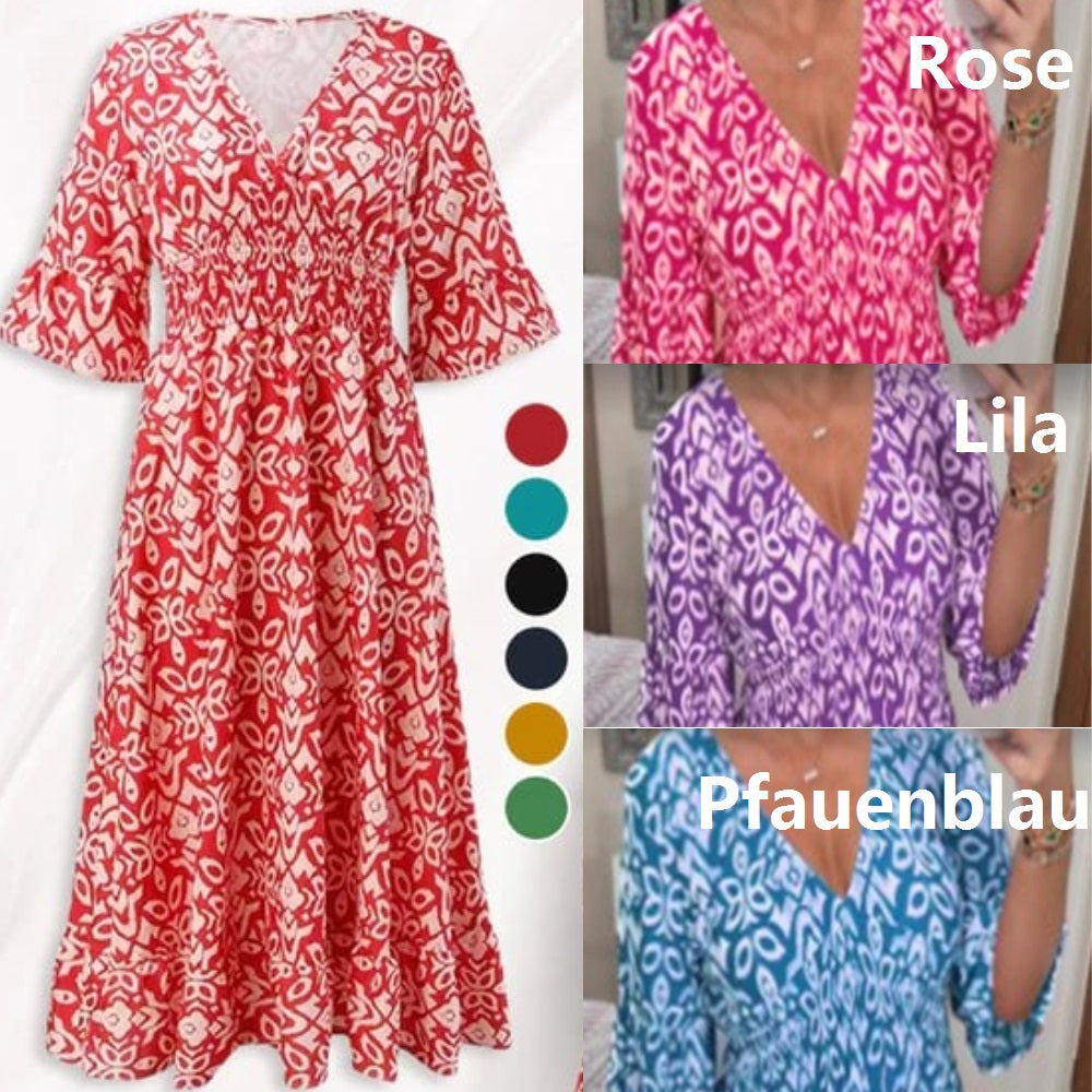 🔥HEIßER VERKAUF 52% RABATT🔥Blumenkleid mit V-Ausschnitt