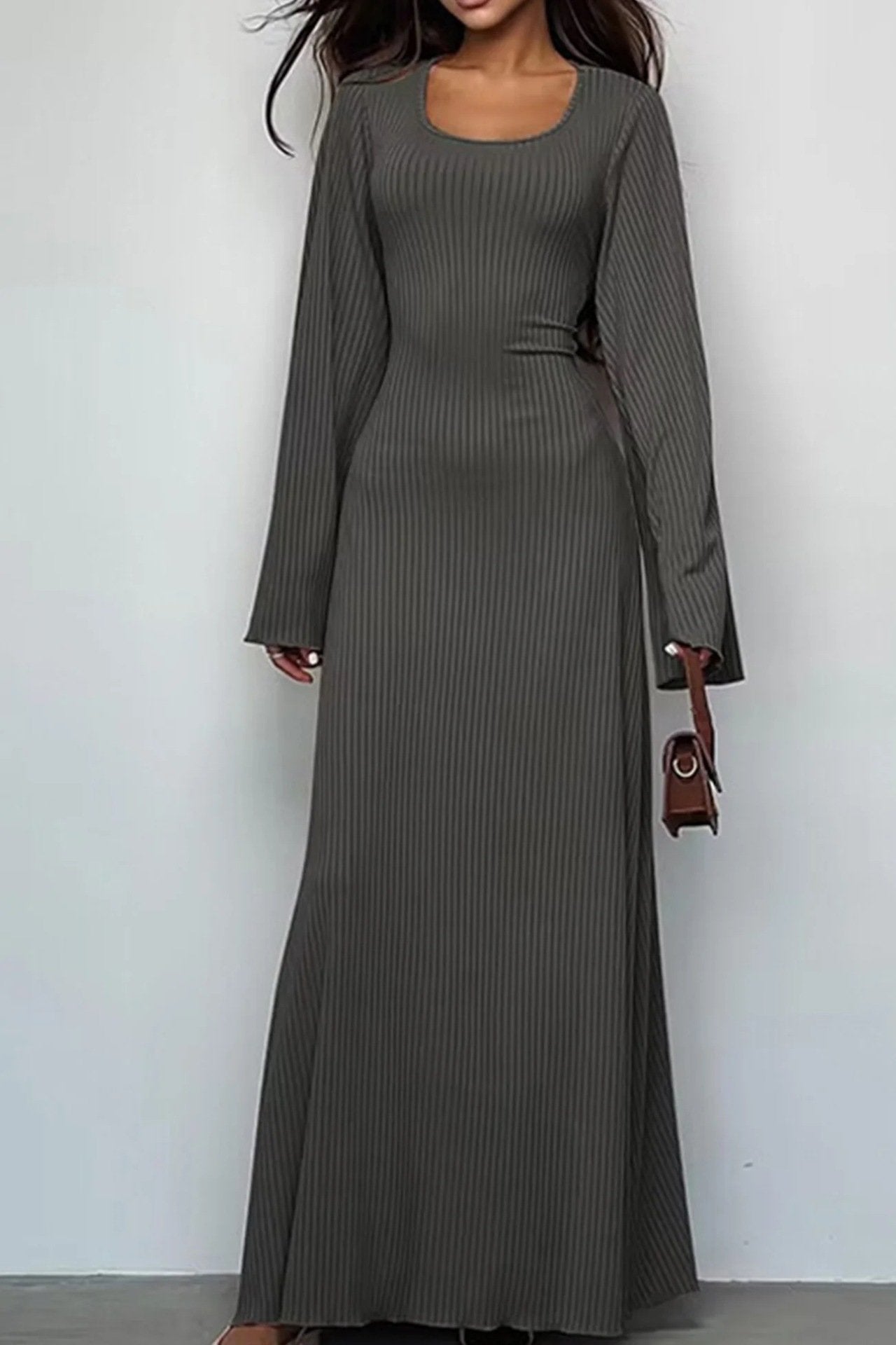 Langärmliges, Lockeres Freizeitkleid mit Schlitz
