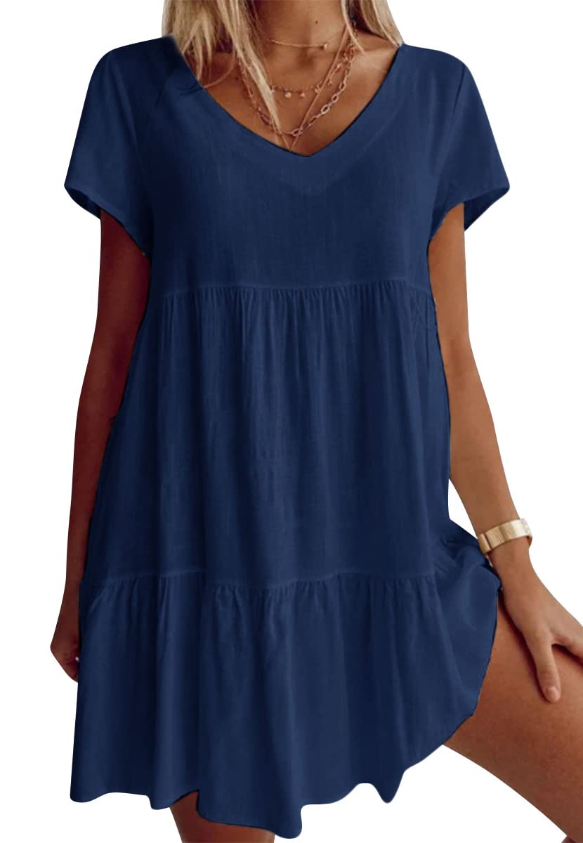 💝 Lässiges Kurzarmkleid mit V-Ausschnitt