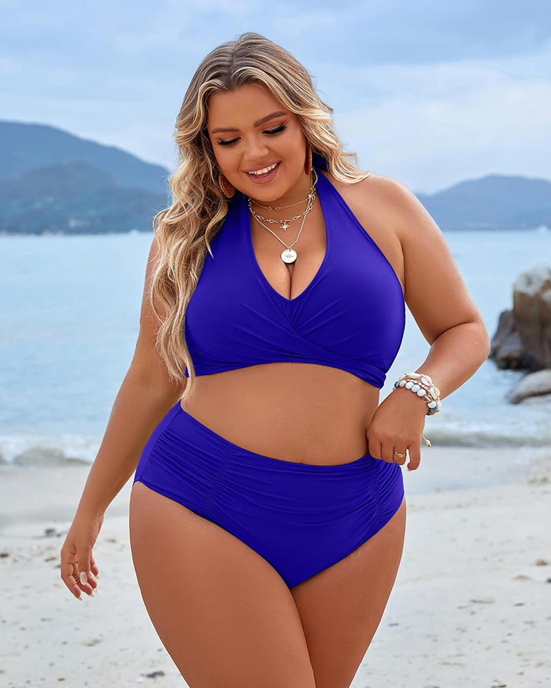 🏝️Bauchkontrolle Badeanzüge Bescheidene Bikini-Sets mit hoher Taille👙