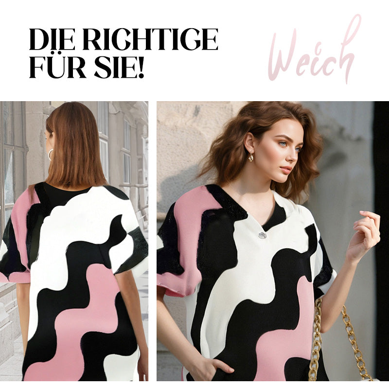 Damen Kleid mit V-Ausschnitt und kurzen Ärmeln