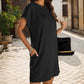 Damen lässiges Kleid mit Rollärmeln und Taschen
