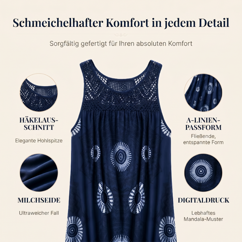 📢📢50%Rabatt!!!🎉✨Damen-Sommerkleid mit O-Ausschnitt und ärmellosem Print