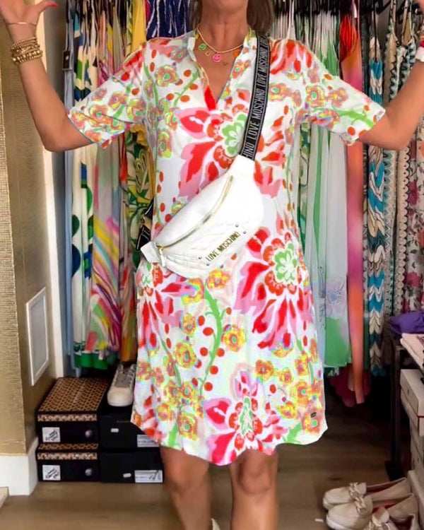 🔥Last Day Promotion 49% Rabatt 💃 Kurzärmeliges Kleid mit Blumendruck