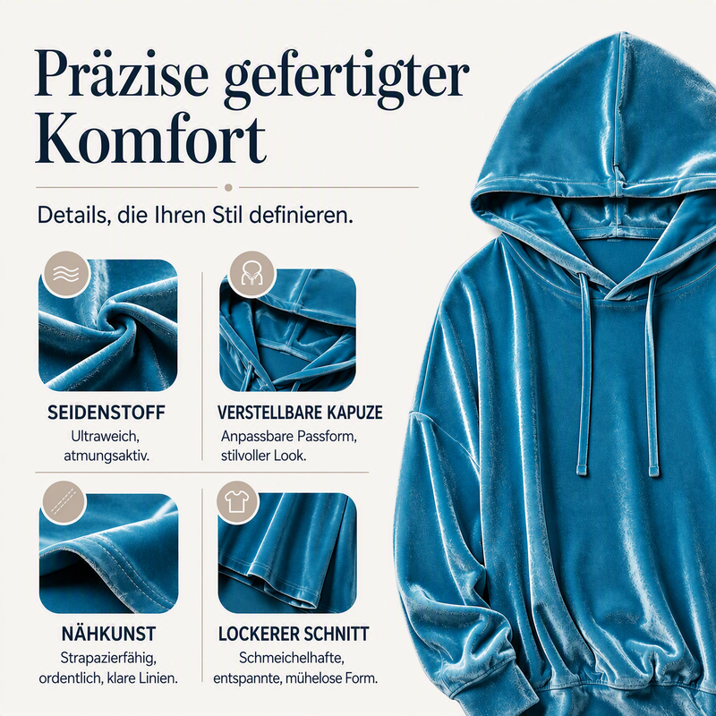 📢🎉50%Rabatt!!!🛍️✨Damen-Sweatshirt aus Samt mit lockerer Passform und Kordelzug