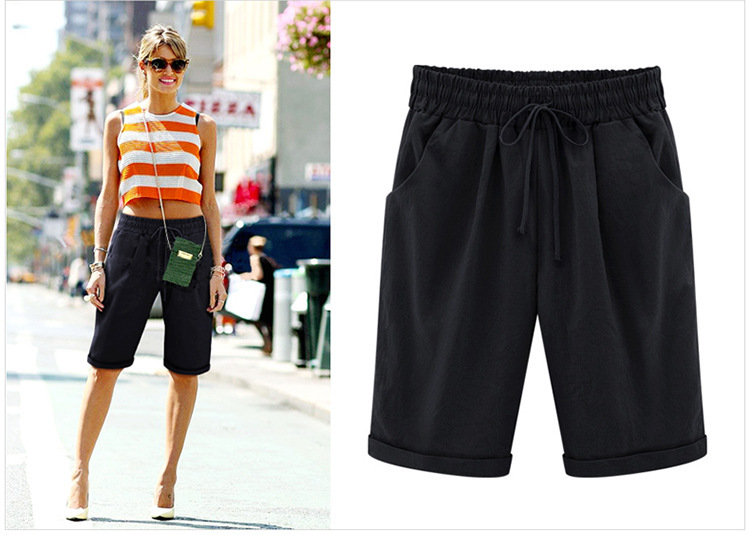 💕 HEISSER SALE50% RABATT🌷Plus Größe Solid Farbe Elastische Taille Lose Cropped Shorts
