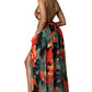 👗Women's Floral Print Chain Decor Split Thigh Tie Back Cami Dress