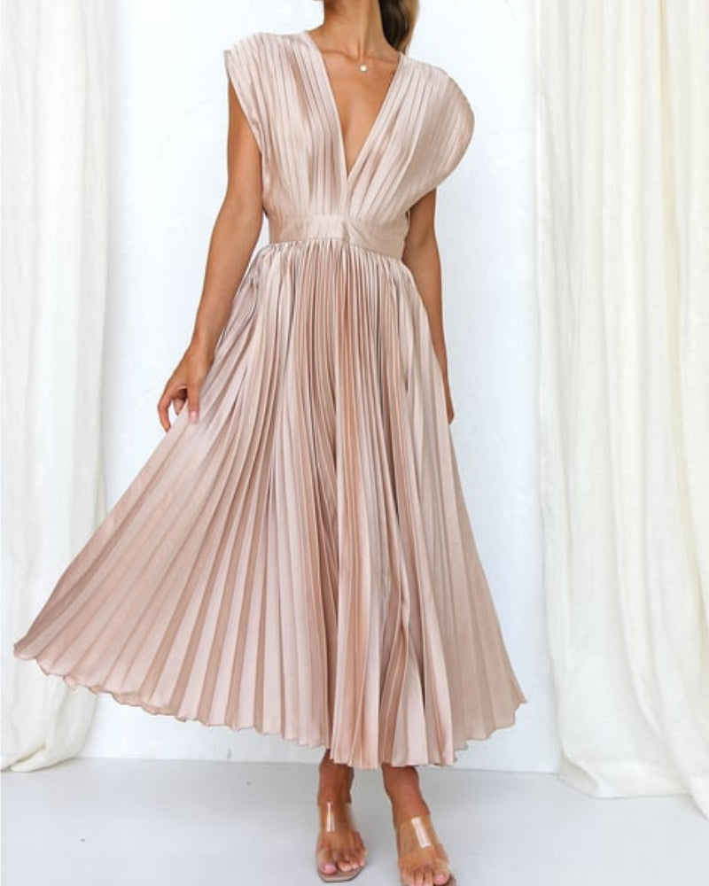 🔥 Zeitlich begrenzter 50% Rabatt💃 Drapiertes Faltenrockkleid mit V-Ausschnitt