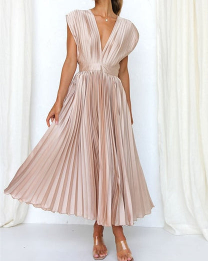 🔥 Zeitlich begrenzter 50% Rabatt💃 Drapiertes Faltenrockkleid mit V-Ausschnitt