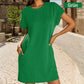 Damen lässiges Kleid mit Rollärmeln und Taschen