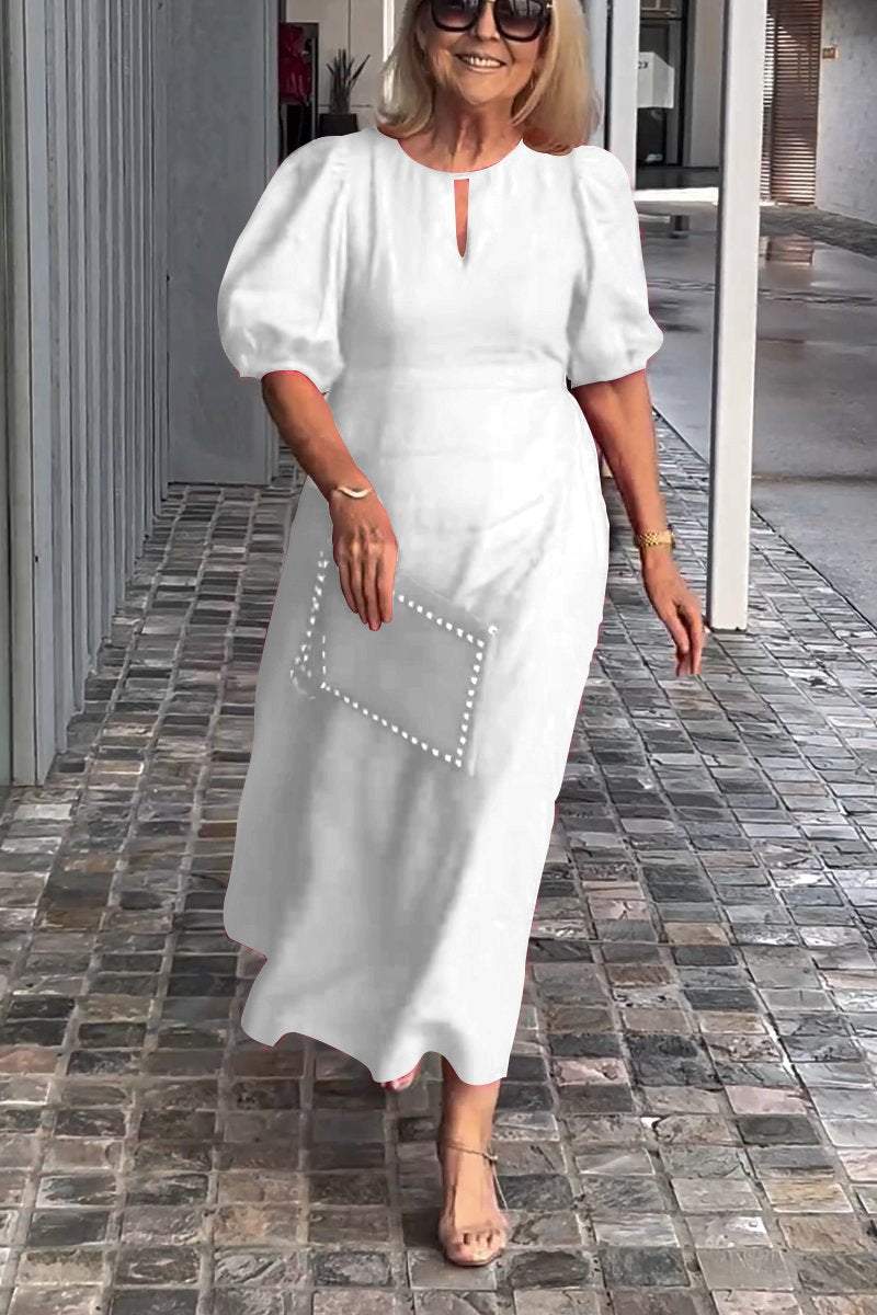 💞Einfarbiges Kleid aus Baumwollleinen