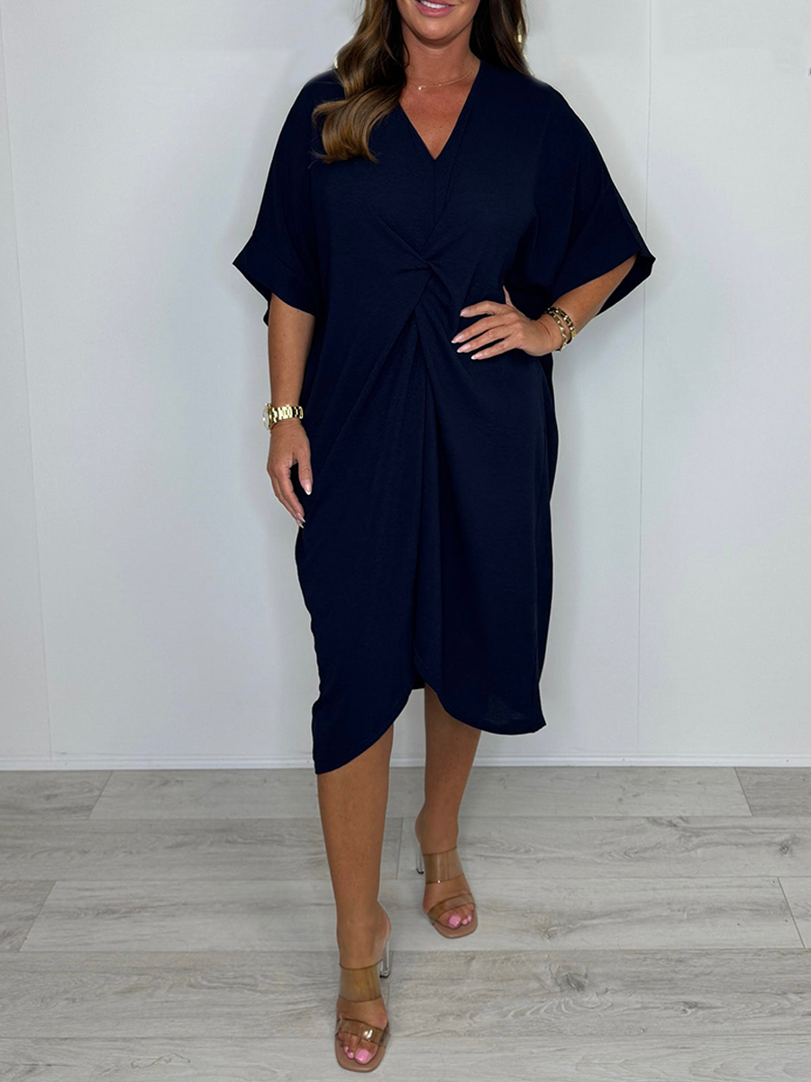Kurzärmliges Maxikleid mit Knotendetail