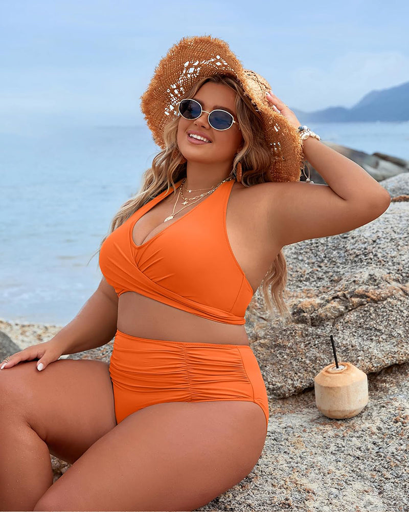 🏝️Bauchkontrolle Badeanzüge Bescheidene Bikini-Sets mit hoher Taille👙