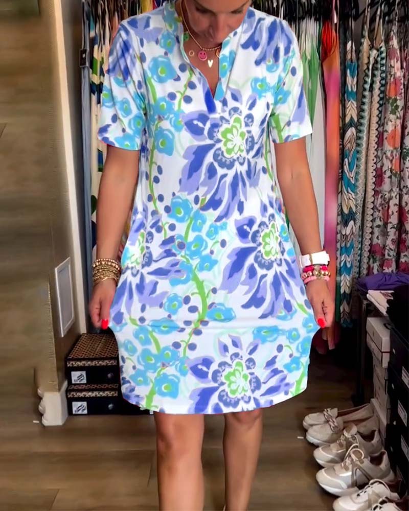 🔥Last Day Promotion 49% Rabatt 💃 Kurzärmeliges Kleid mit Blumendruck