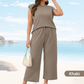 🌺2025 Neue Frauen Casual Cap Sleeve Top Wide Leg Crop Pants Zweiteilige Sets🌺