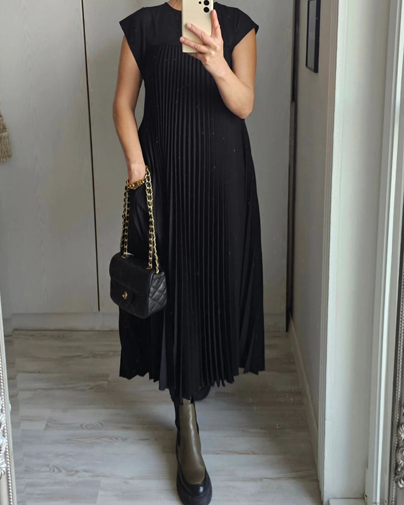 💞Ärmelloses, schlichtes, plissiertes, elegantes Kleid💞