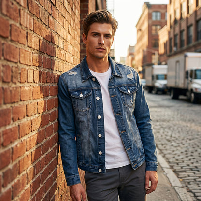 📢📢50%Rabatt!!!👔🔥 Neuheiten – Herren-Freizeit-Denimjacke im Used-Look mit Vintage-Wäsche