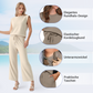 🌺2025 Neue Frauen Casual Cap Sleeve Top Wide Leg Crop Pants Zweiteilige Sets🌺