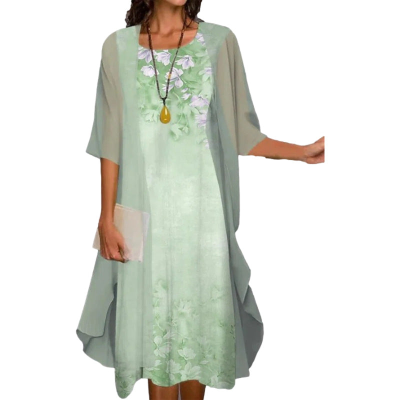 🌸Ensemble aus elegantem Kleid mit Blumendruck für Frauen