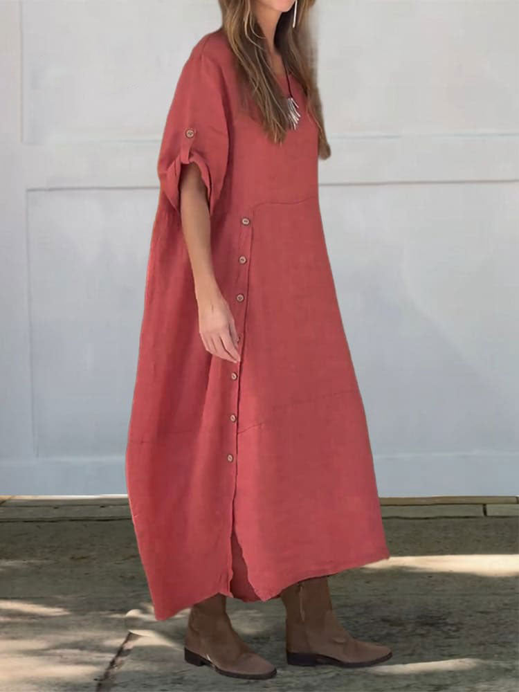 49% Rabatt!🔥Damen Kleid aus Leinen und Baumwolle