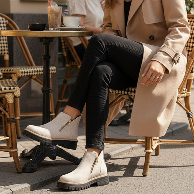 📢📢50%Rabatt!!!🎉🥾 Damenschuhe trendig und komfortabel, runde Spitze mit Zip 🌟👢