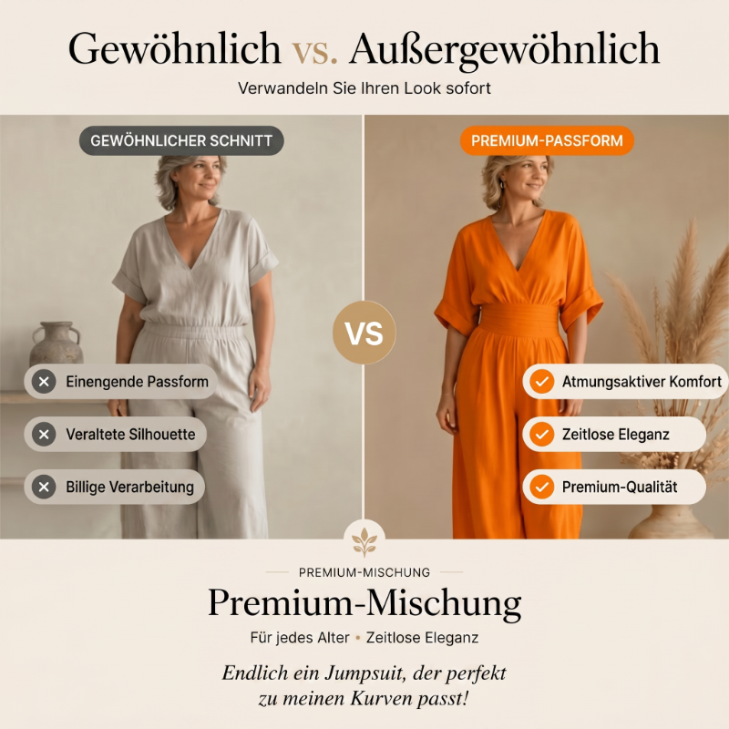 Damen V-Ausschnitt Hochtaillierter Weitbein-Jumpsuit