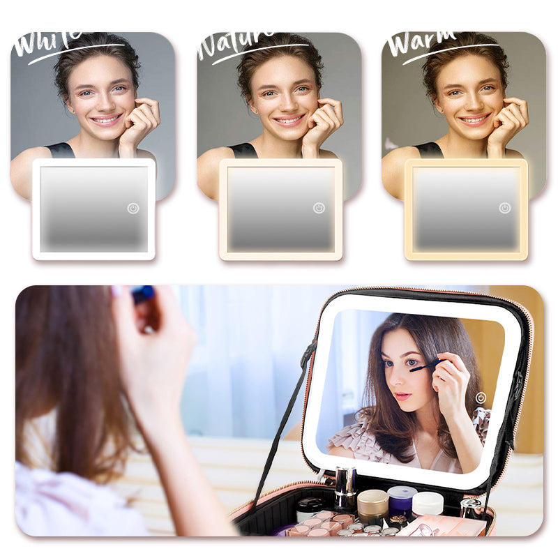 🪞 50% RABATT! ✨ Tragbare Kosmetiktasche mit LED-Spiegel – Beleuchtet, kompakt & vielseitig – Perfekt für makelloses Make-up unterwegs 💄