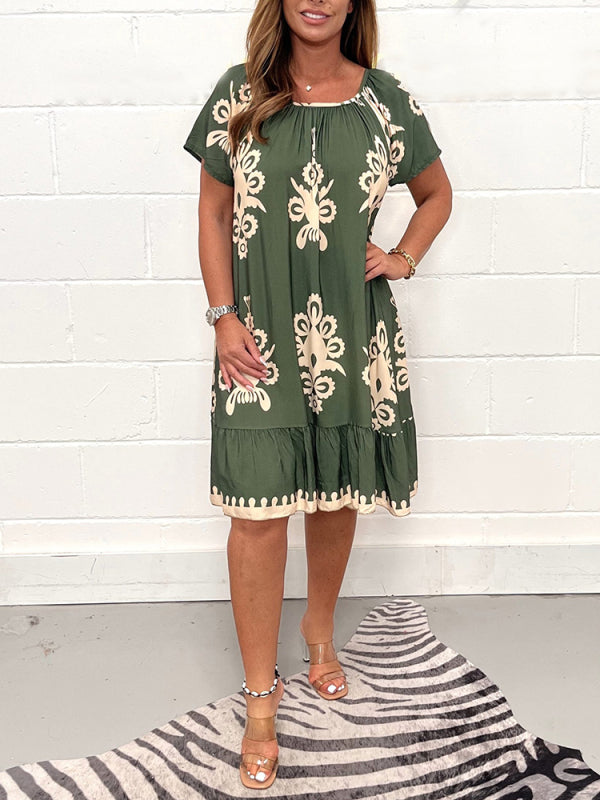 Rundhalskleid mit Vintage-Print