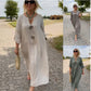 👗✨Lässiges Kleid mit V-Ausschnitt aus Baumwolle und Leinen