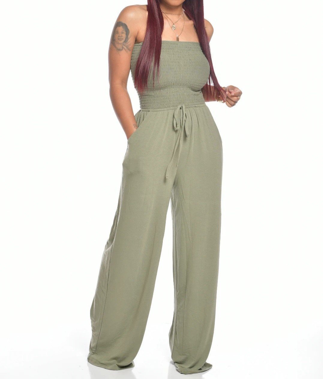 🌷Neuester trägerloser Jumpsuit mit Taille💕
