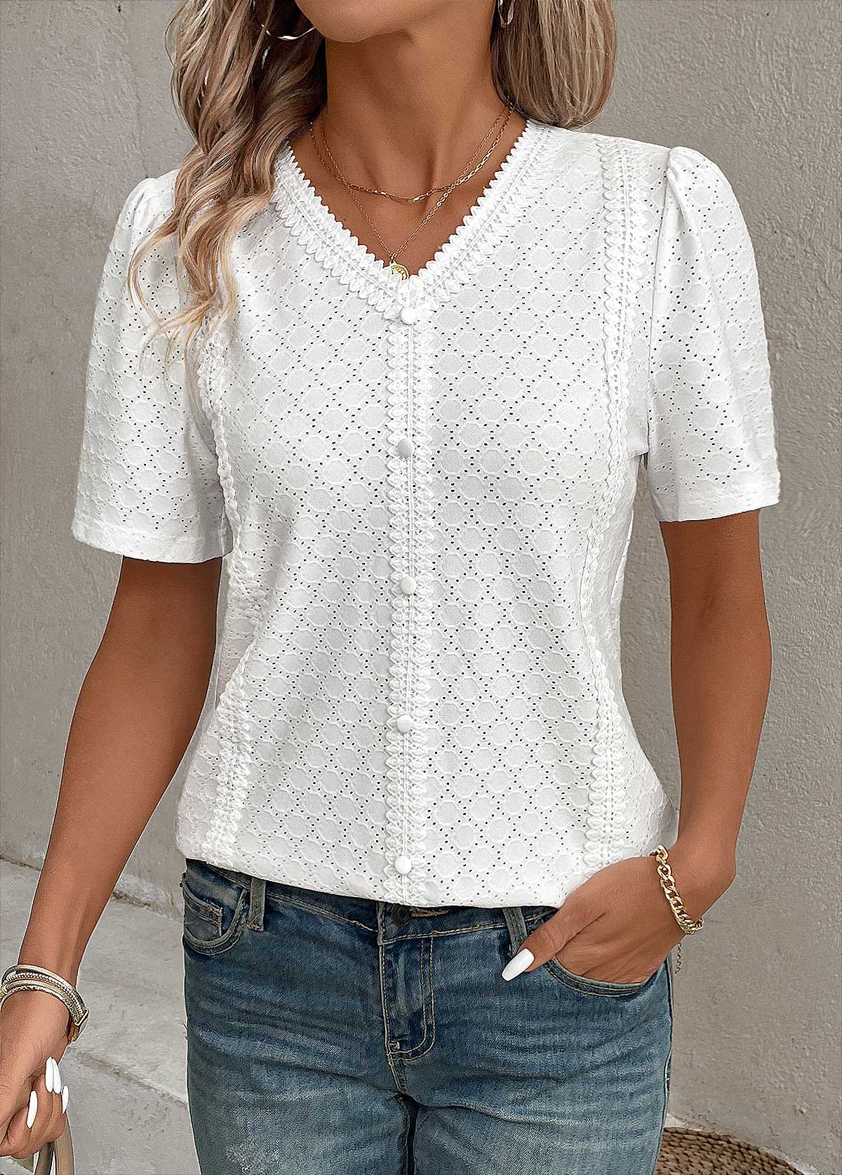🎁 Hot Sale 50% RABATT ⏳ Neue Damen-Bluse mit kurzen Ärmeln 🔥 Oster-Rabattaktion!
